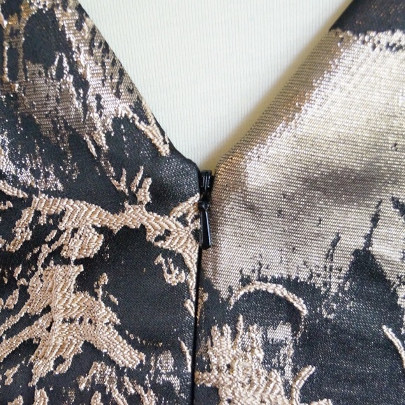 Aidan Mattox Black and Gold Rose Brocade Dress - Picture 7 of 9